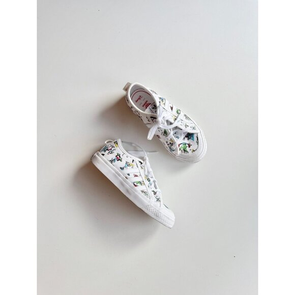 Kids' ADIDAS x DISNEY Nizza Goofy White Canvas Low Top Sneakers, Size 13 - Picture 1 of 16